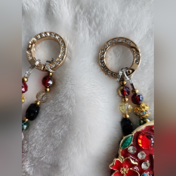 Colorful Beaded Purse Charm with Floral Pendant Bag Charm Chain - Picture 5 of 7